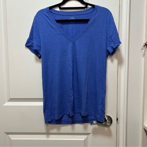 J. Crew Women's Blue V-Neck Tee